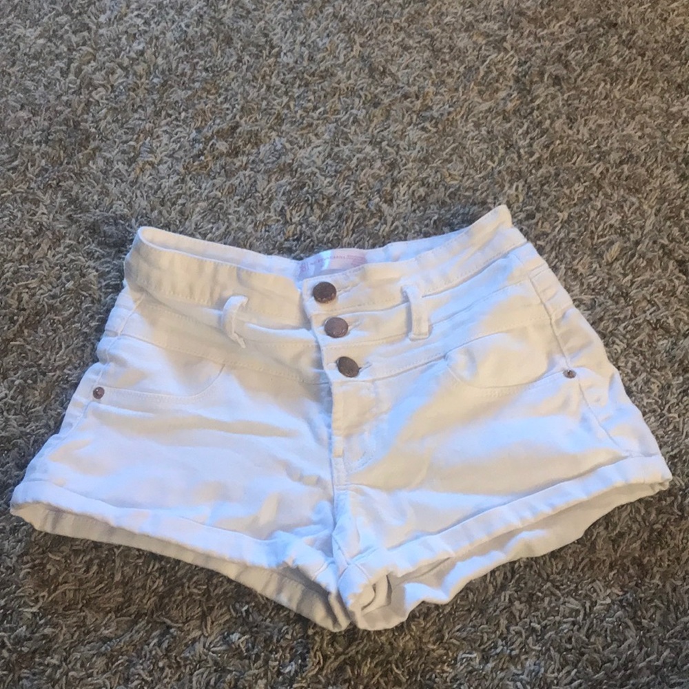 White high rise jean shorts